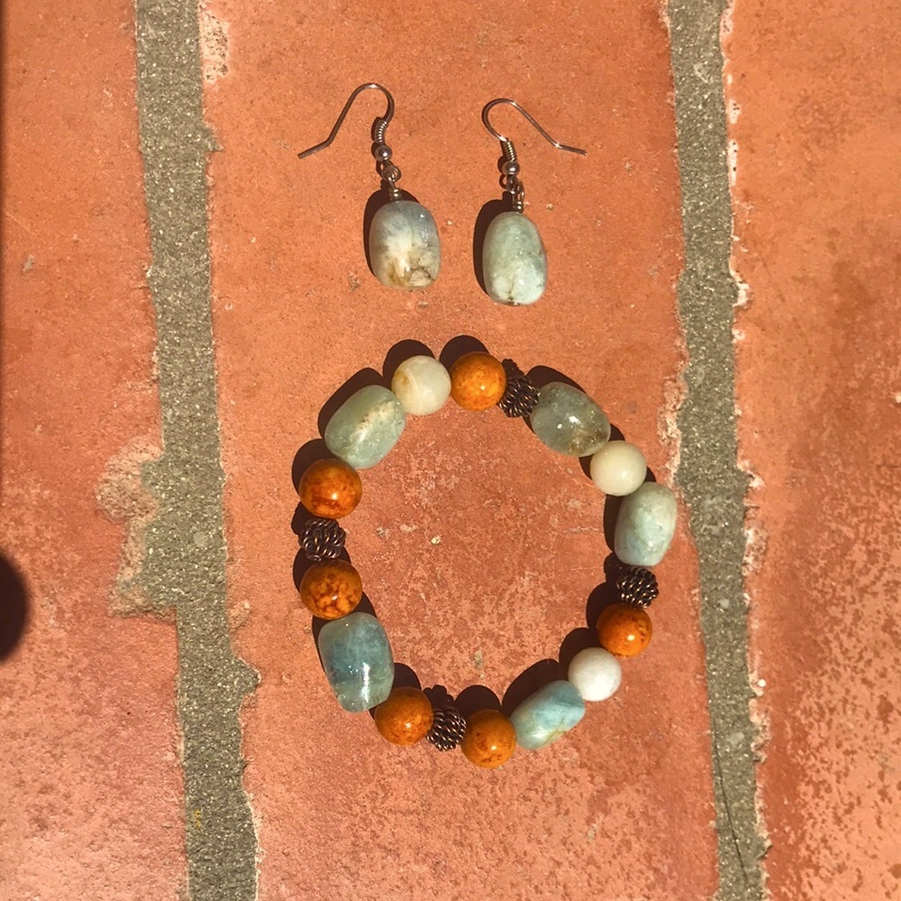 Aquamarine Bracelet and earrings - Picture 3 of 3